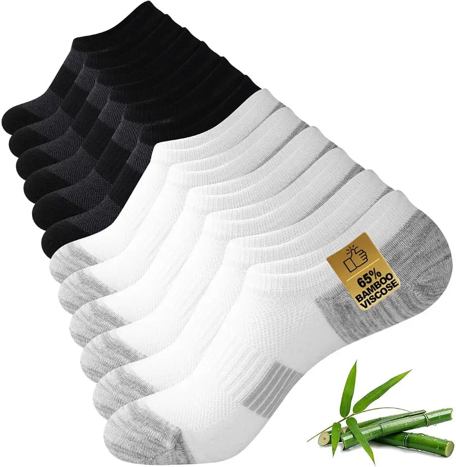 No Show Socks Men, Breathable Bamboo Rayon Low Cut Footies 6 Pairs
