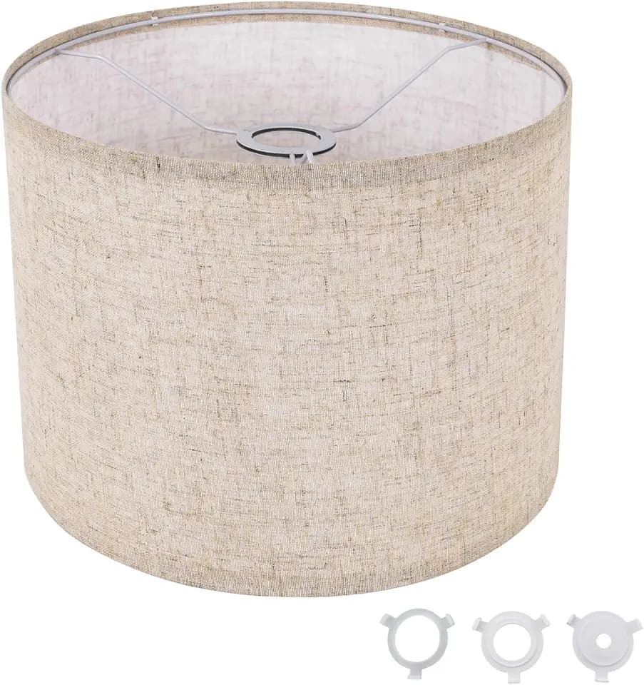 Small Lamp Shade, Beige Drum Lampshade 8.7''Top X 8.7'' Bottom X 7.9'' High, Replacement Lamp Shade Natural Linen Hand Crafted for Table Lamps Floor Lamps Chandelier Lamp, Easy Assembly Required