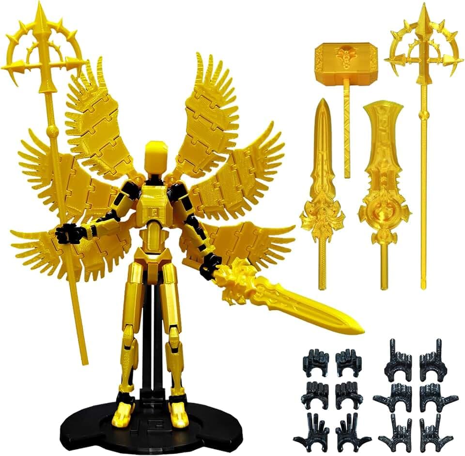 apcute (Assembly Completed) 3D Printed T13 Action Figure, 5.5 Inch Multi-Jointed Movable Dummy 13 Toy,Dummy 13 Robot Action Figure with Lots of Weapons ﻿