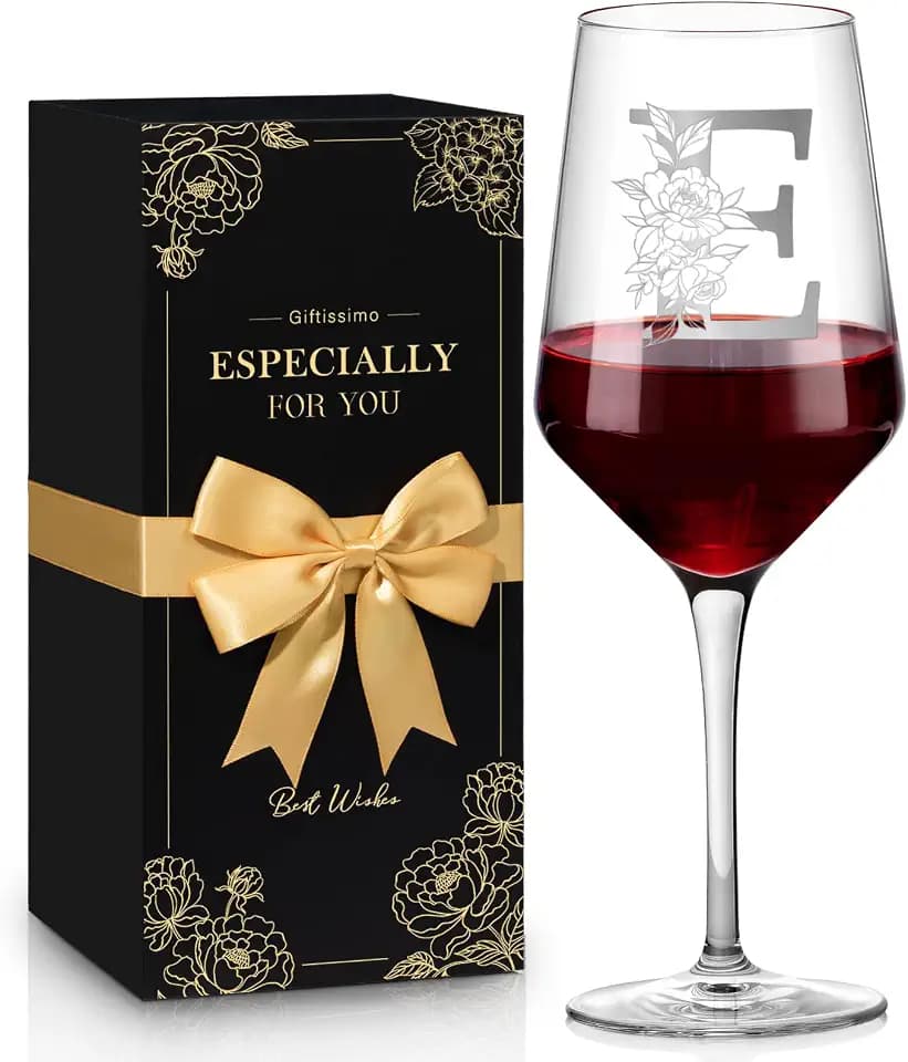 Personalized Wine Glass Gifts for Women Men, Monogrammed A-Z Wine Glasses Customized Gifts, Birthday Christmas Thank You Anniversary Promotion Gifts for Couples, Friends, Boss, Coworkers