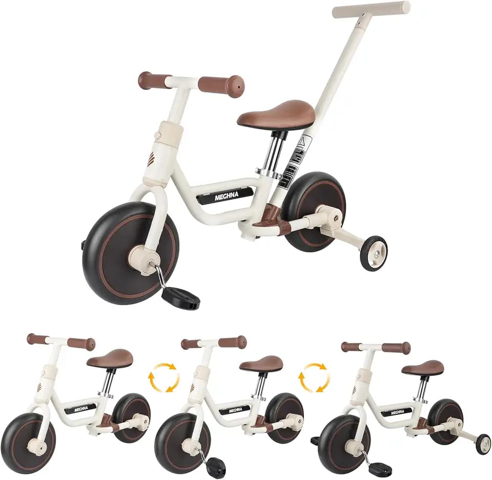 MEGHNA Kids Balance Bike 4 in 1 Models Toddler Bike with Training Wheels Detachable Push Handle Multifunctional Balanced Bicycle for Todder Kids 1-5 Years Old Kids, Toolless Install