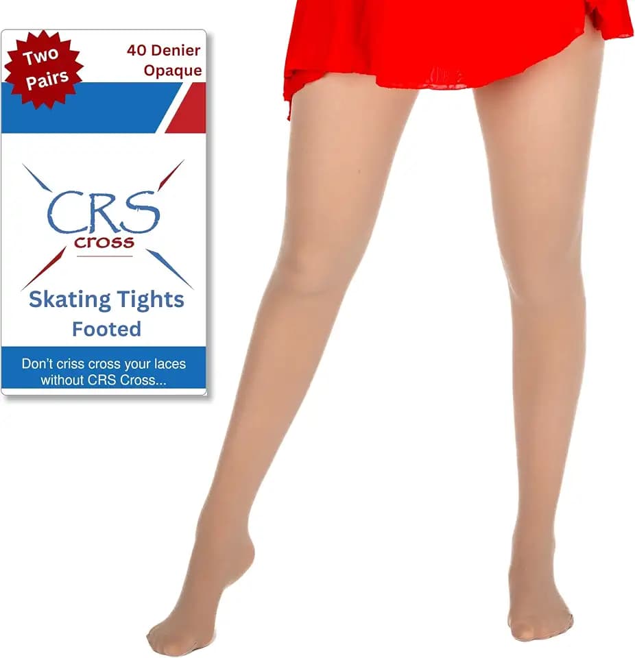 CRS Cross Ice Skating Tights. 2 Pair of Footed Figure Skate Tights