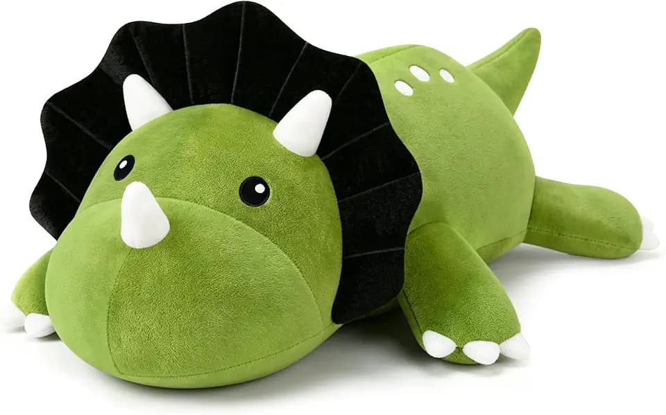 TOYSYM Weighted Stuffed Animals Triceratops, Dinosaur Plush with Weighted Beads, Cute Triceratops Dinosaur Stuffed Animals Pillow Gifts for Adults Kids Boys Girls 13.8inch