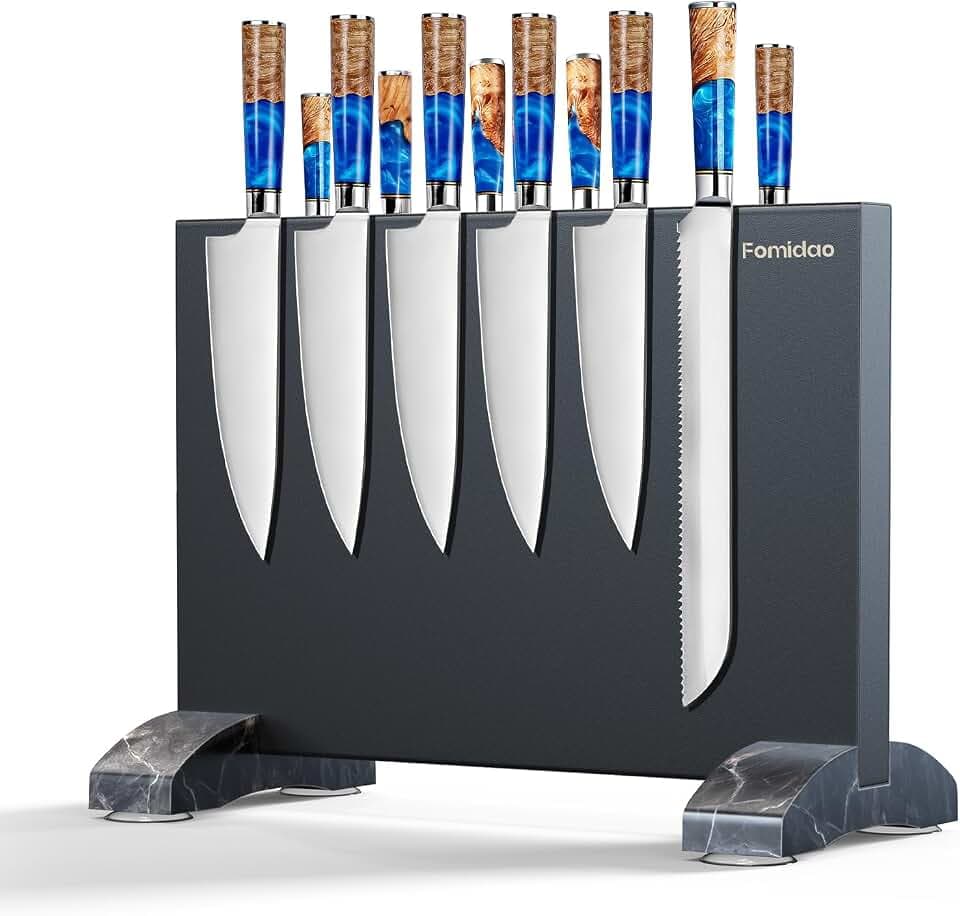 Magnetic Knife Holder Block,Black Magnetic Knife Stand for Kitchen Counter Top,Double Sided Stainless Steel Knife Storage,Strong Magnet Knife Rack