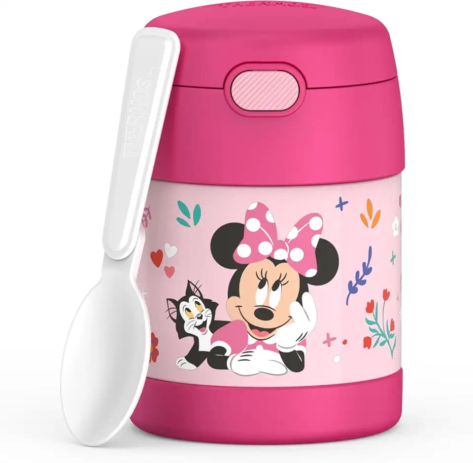 THERMOS FUNTAINER Kids Food Jar with Spoon, 10oz, Preschool Minnie