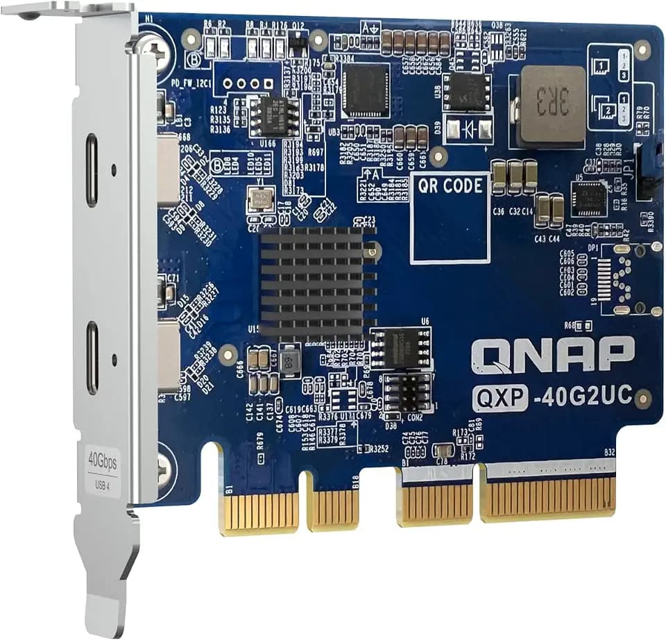 QNAP QXP-40G2UC Dual-Port USB 4 Type-C Expansion Card, 40Gbps, PCIe Gen4 x4, Thunderbolt 4 Compatible