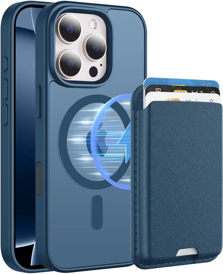 Magnetic for iPhone 16 Pro Max Wallet Case, Deep Blue
