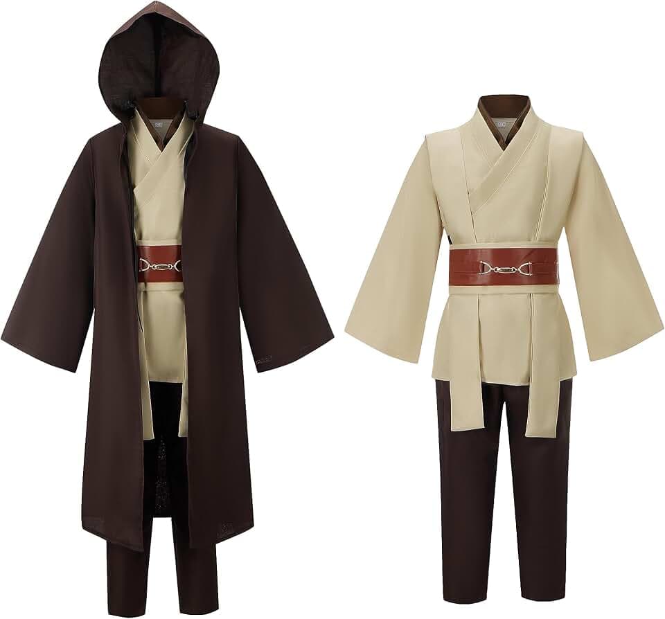 Kids Boys Knight Costume Set Halloween Cosplay Party Tunic Full Outfit Hooded Robe Uniform