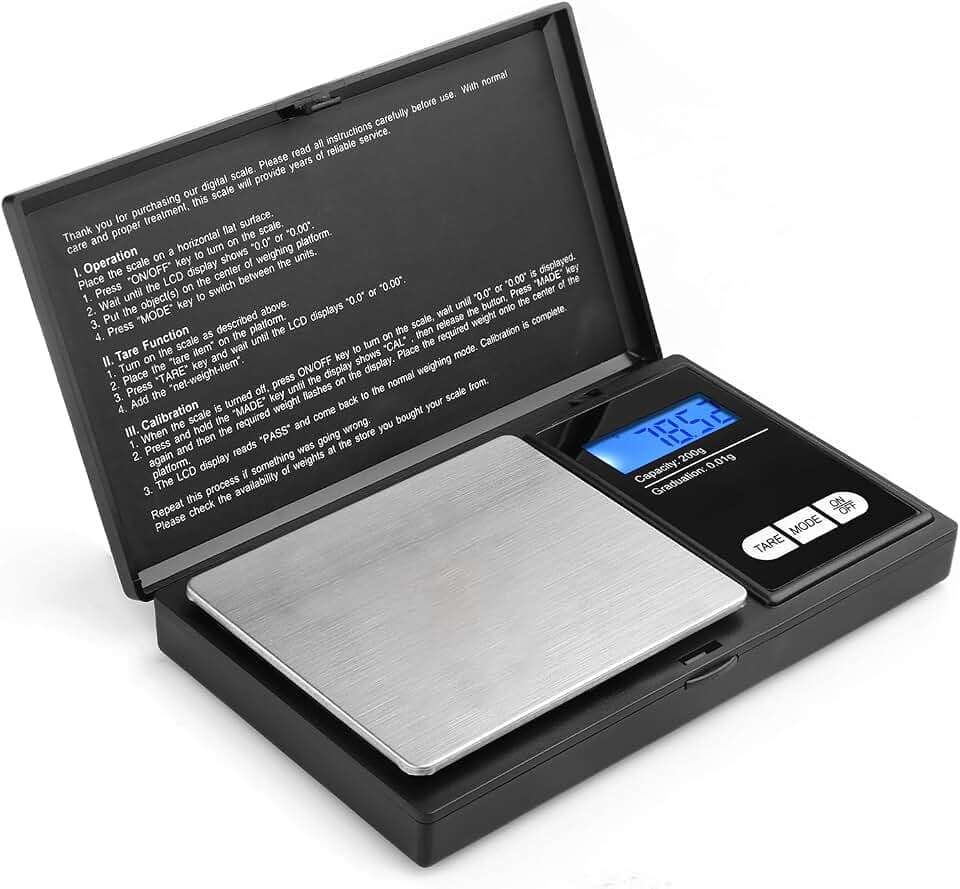 Defurhome Feinwaage 200g/0,01g,Digital Grammwaage,Taschenwaage,Präzisionswaage mit LCD Display,Briefwaage,Goldwaage,Mini-Waage Küchenwaage 0,01g Genau für Lebensmittel/Pulver/Kräuter/Münzen