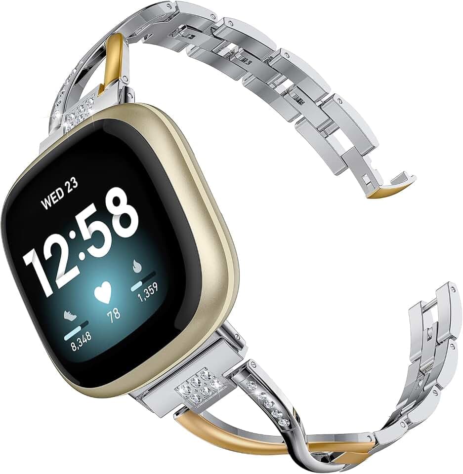 Wearlizer Metal Band Compatible with Fitbit Versa 4 3/Sense 2 1 Bands Women