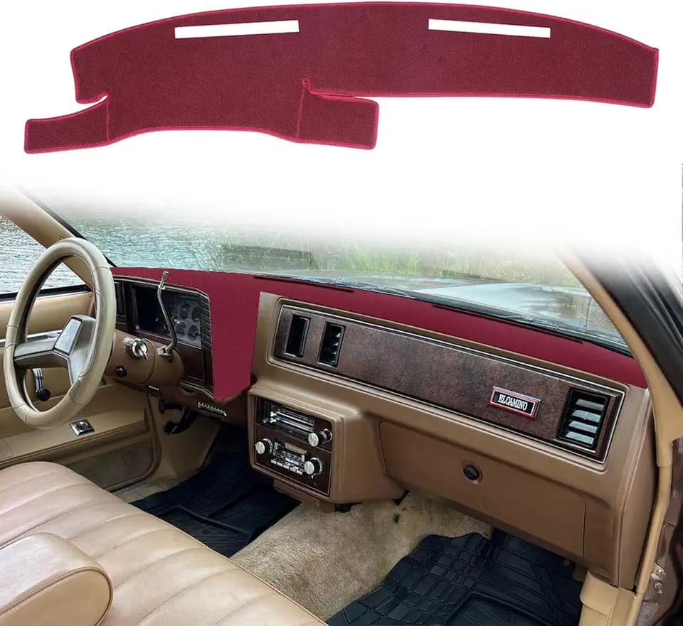 Dashboard Cover Custom Fit for 1981 1982 1983 1984 1985 1986 1987 1988 Chevy Chevrolet Monte Carlo,El Camino,Malibu/GMC Caballero,Dash Cover Mat Pad Carpet Protector (Maroon)