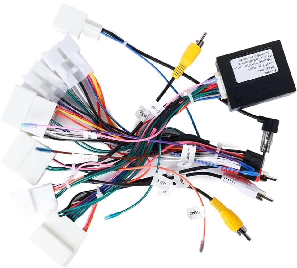 Radio Harness Adapter Wiring Harness with J-BL Canbus Compatible with Corolla Camry RAV4 4Runner Tundra Prado CHR Highlander, 16Pin Android ISO Stereo Connector Support OEM Camera, SWC