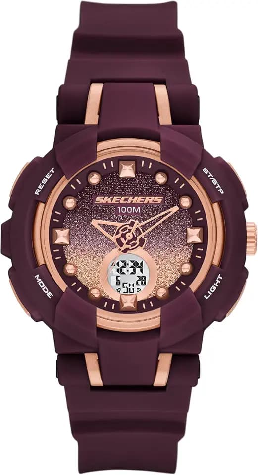 Skechers Women's Brynwood Analog-Digital Burgundy Plastic Watch (Model: SR2155)