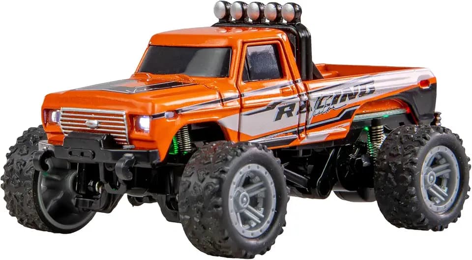 Amewi RC-Monstertruck Die Cast 1:64 RTR orange, Fernsteuerung im Kartenformat