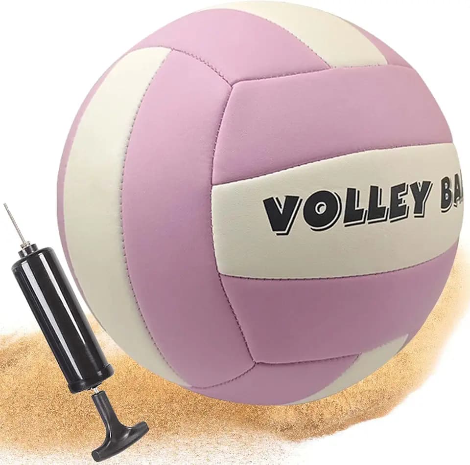 Größe 5 Weiches Leder Beachvolleyball, Beachvolleyball für Outdoor Indoor Spiel, Wasserfest Offizieller Beachvolleyball mit Ballpumpe für Mädchen Jugendliche Jugend Erwachsene Volley