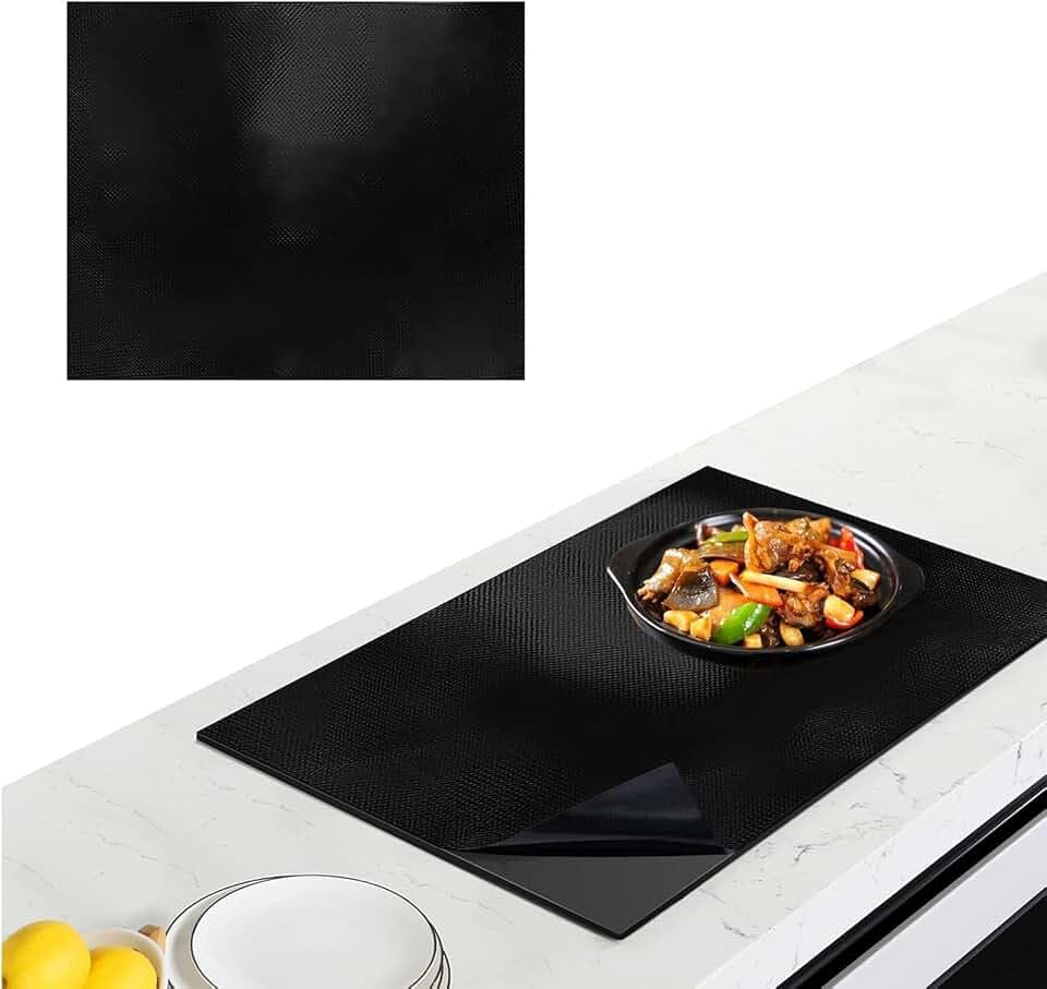 61x53CM Große Silikon Induktionskochfeld Schutzmatte Induction Cooker Silikonmatte (Magnetisch) Induktion Schutzmatte Induktion Herdschutz Matte Schwarz Wärmeisolierte Pad für Induktionsherd