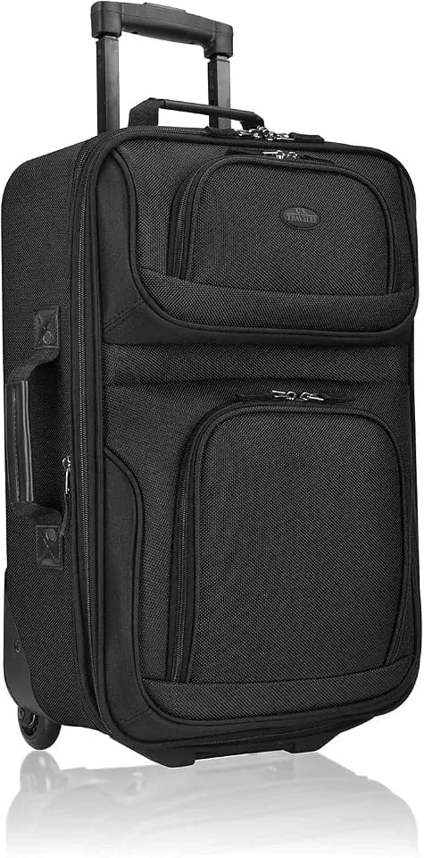 U.S. Traveler Rio Lightweight Softside Rolling Carry-on Suitcase, 2-Wheel Single, Black