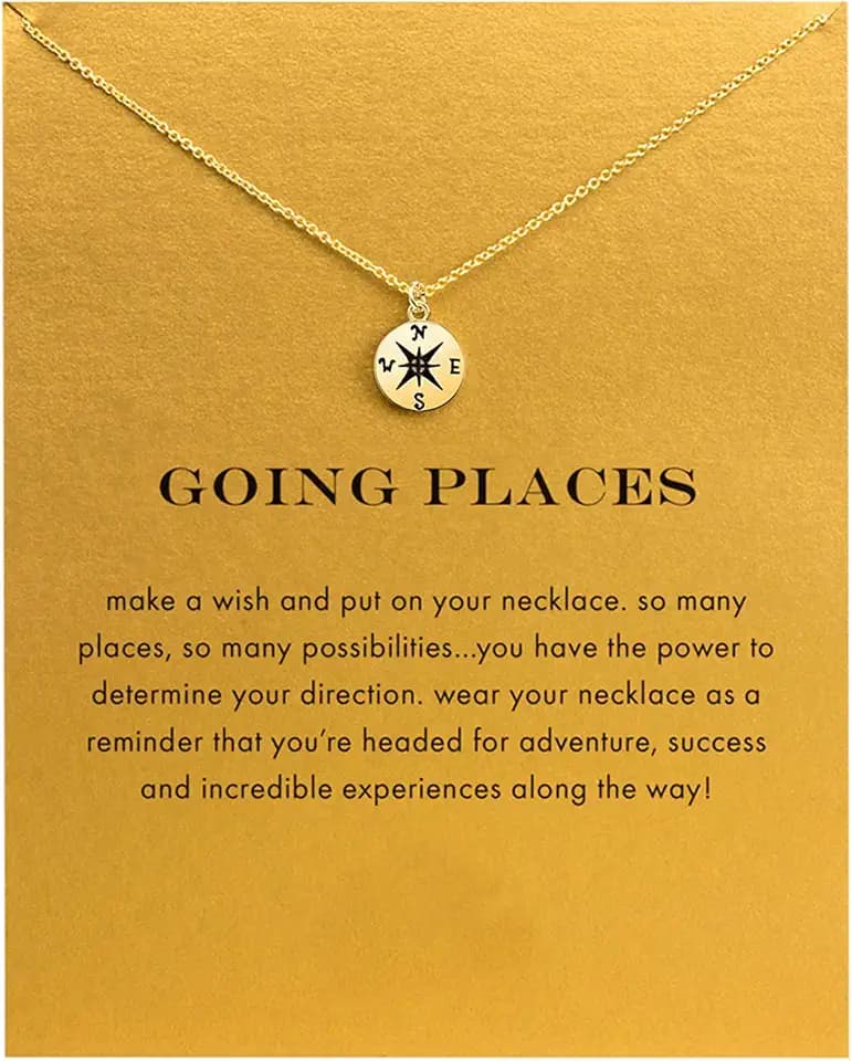 Baydurcan Friendship Anchor Compass Necklace Good Luck Elephant Pendant Chain Necklace with Message Card Gift Card