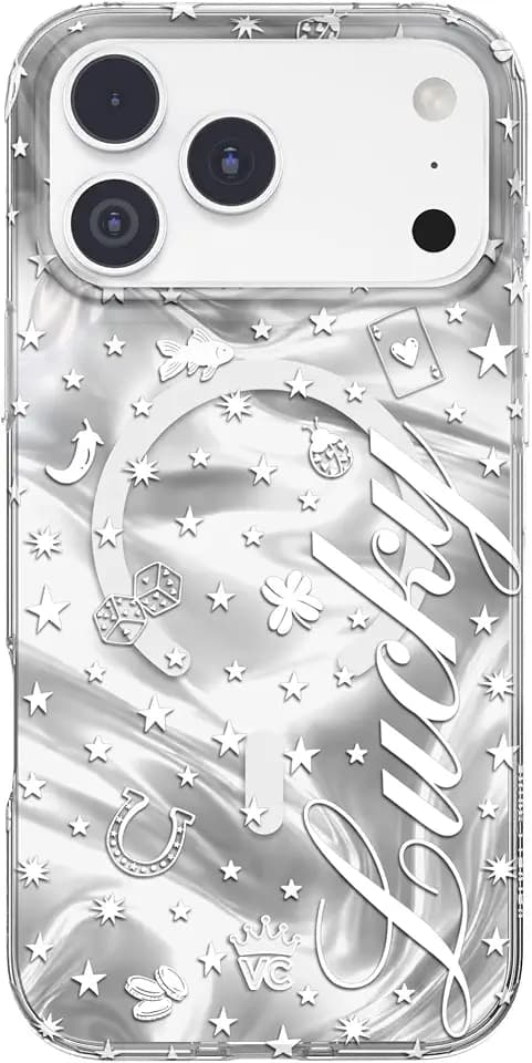 VELVET CAVIAR for iPhone 17 Pro Max Case | Lucky Girl Silver Holographic