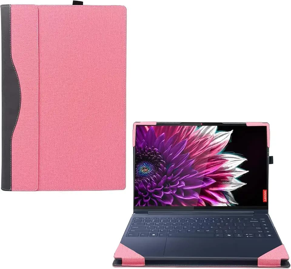 Laptop Case Cover for Lenovo Yoga 9i 2-in-1 14" Gen 9 & Yoga 9 2-in-1 14IMH9 [Not Other Models] Notebook Sleeve Computer Bag Protective PU Shell Accessories with Heat Dissipation Hole (Pink)