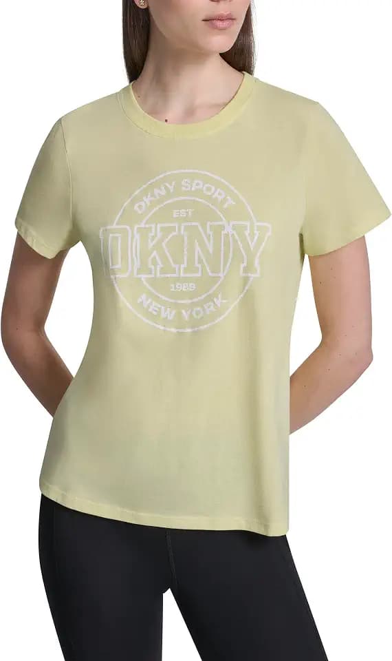 DKNY Women's Collegiate Medallion Logo Relaxed Fit Tee