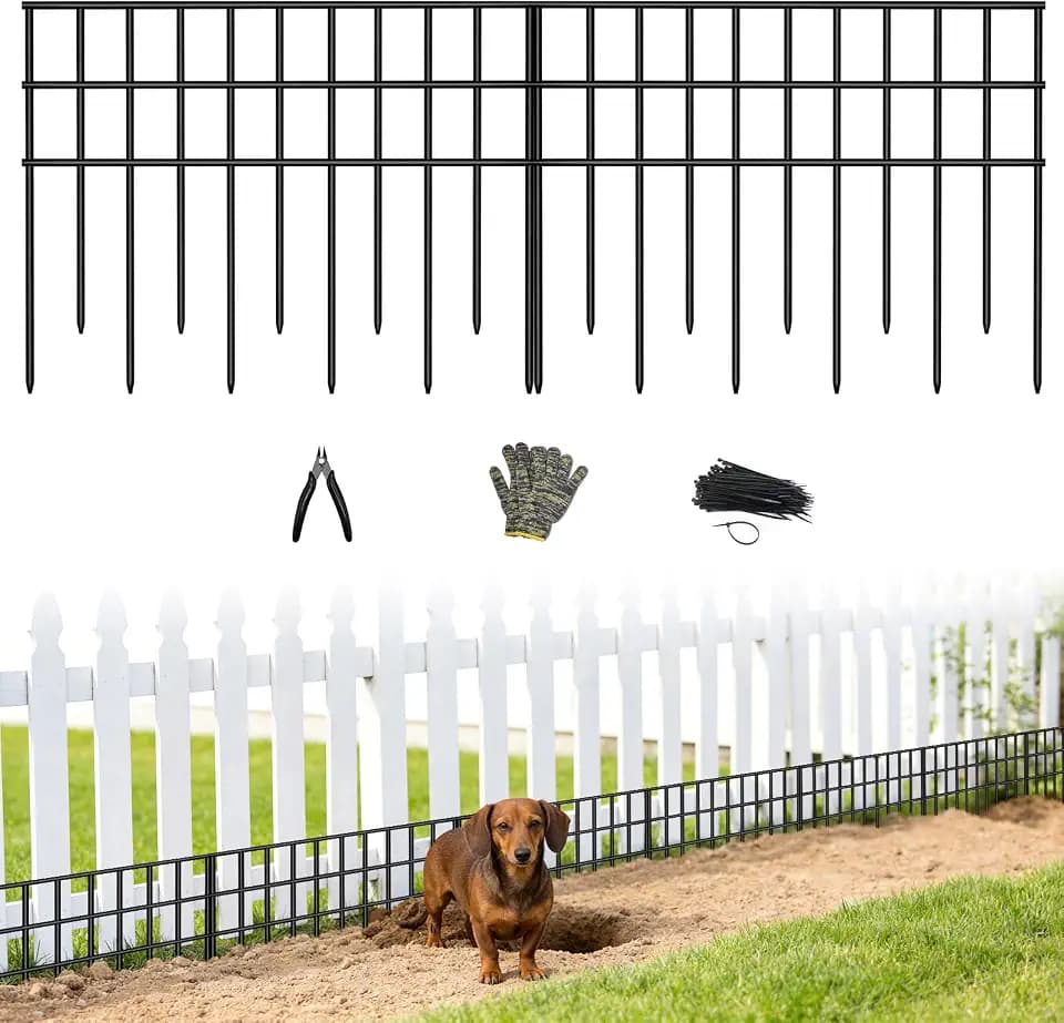 Animal Barrier Fence 30 Pack, 42.5 ft Total No Dig Under Fence Barrier for Yard, Anti Digging Barrier, Rustproof Metal Garden Fence, Bottom Gap Filler for Small Dogs, Rabbits & Critters