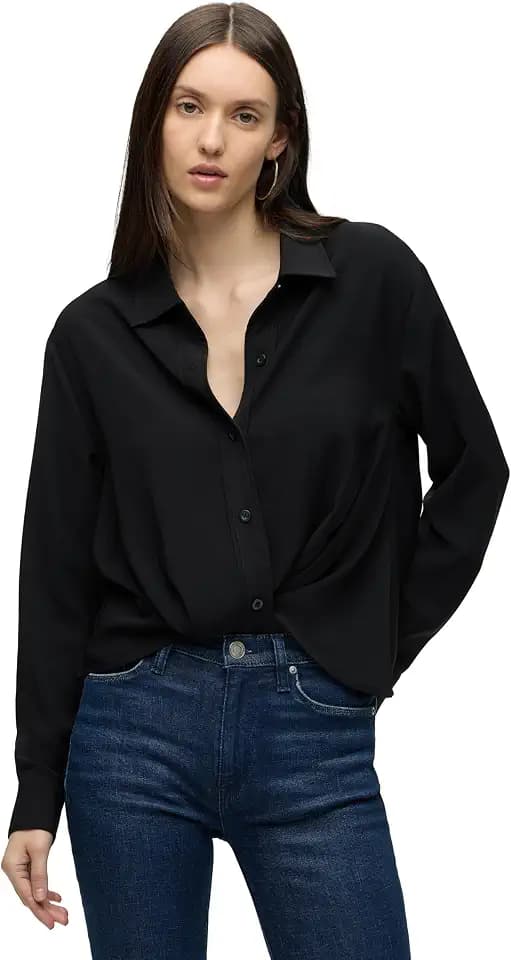 HUDSON Women's Long Sleeve Knotted Front Button Down Shirt