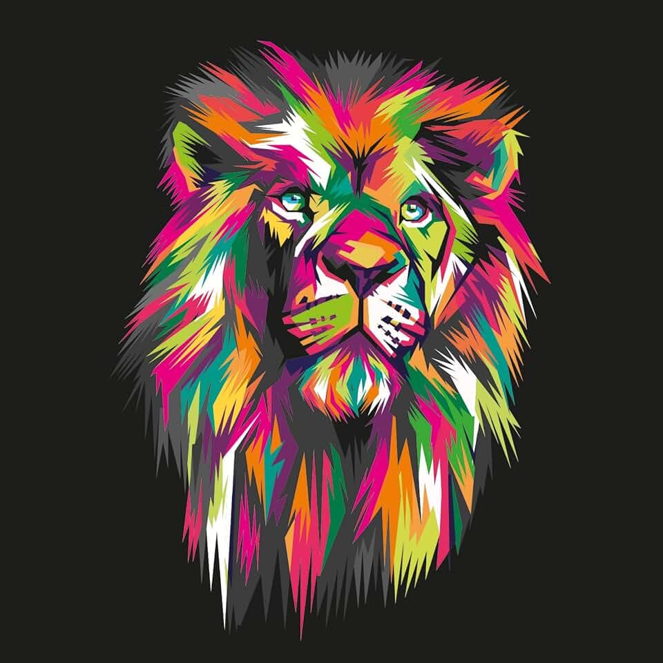 Pro-Art Glasbild "Colorful Lion Head II", 80x80 cm