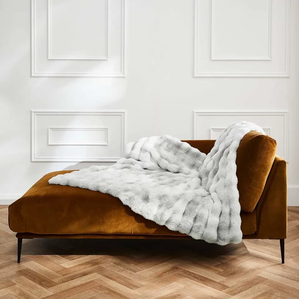 Douceur d'Intérieur, Warme Winterdecke (180 x 220 cm) Mounty grau Fellimitat