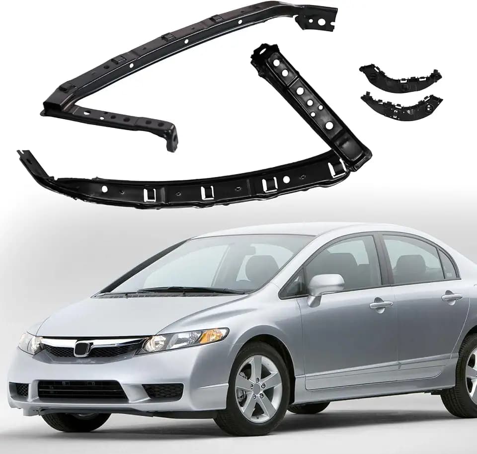 4PCS Front Bumper & Headlight Brackets For 2006-2011 Honda Civic Sedan