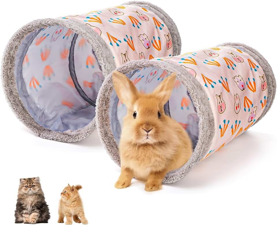 ZENFUN 2 Packungen Hasentunnel, Meerschweinchen, Kaninchen, Tunnel, Tube, Spielzeug – Hase, Hamster, Versteck für Kleintiere, Aktivitätstunnel, Zubehör für Zwergkaninchen, Meerschweinchen, Kätzchen