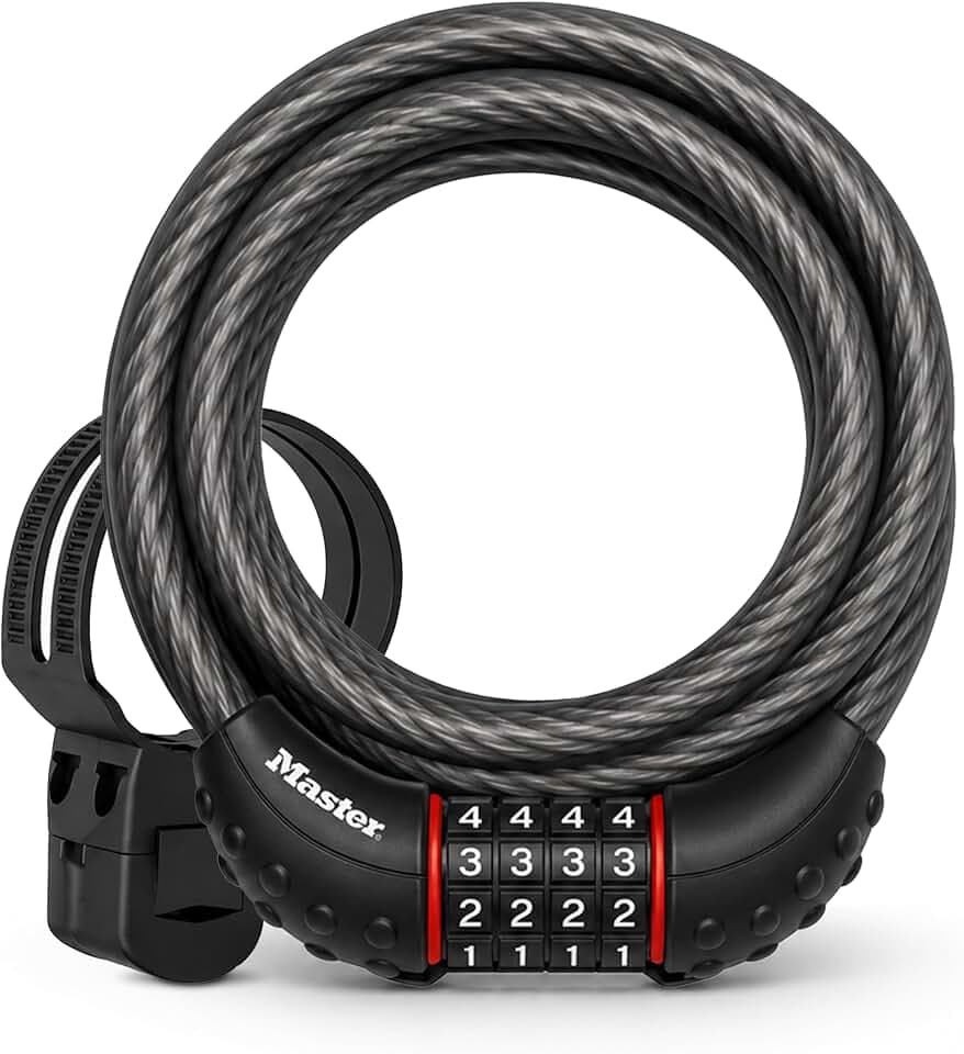 Master Lock 6 ft Cable Bike Lock 4-Digit Combination 1/2 in Diameter 8122D