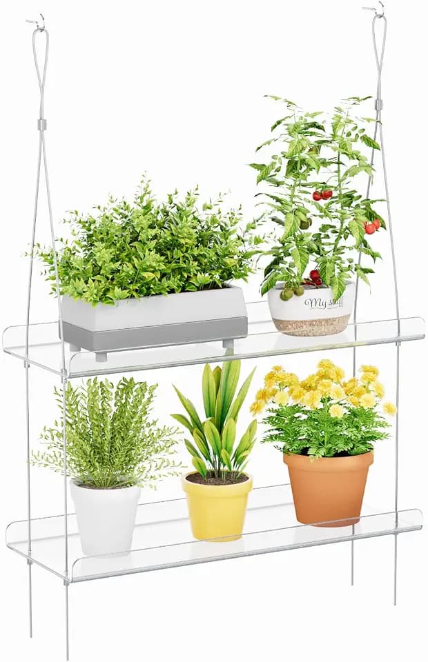 Lifewit 2-Tier Window Plant Shelves, 15" Acrylic Adjustable Hanging Shelf