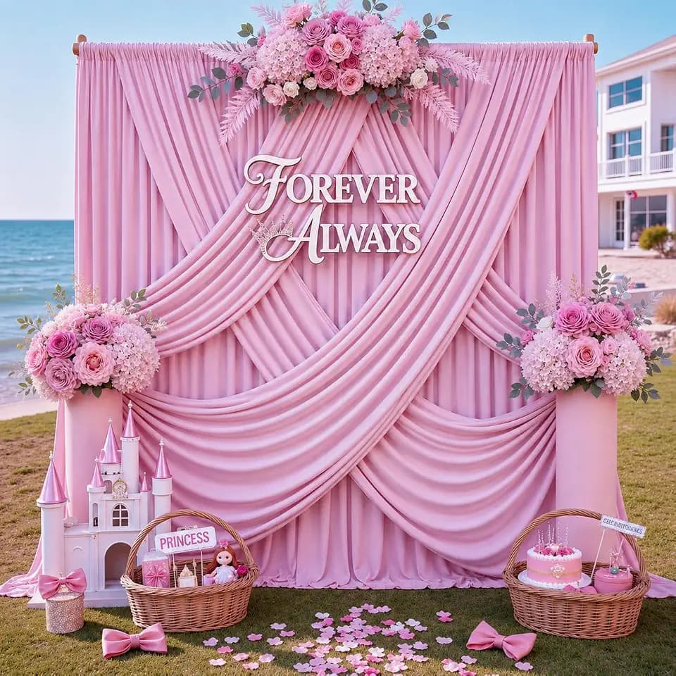 12ft x 10ft Pink Backdrop Curtains for Parties, Wrinkle Free 2 Panels Photo Backdrop Drapes Back Drop Cloth for Wedding Birthday Photography Background Decor