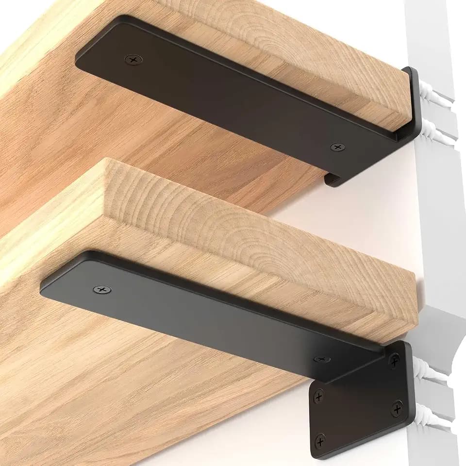 LEOPO 8 inch 8 Pack Floating Shelf Brackets, 1/5" Thick Hidden L Bracket