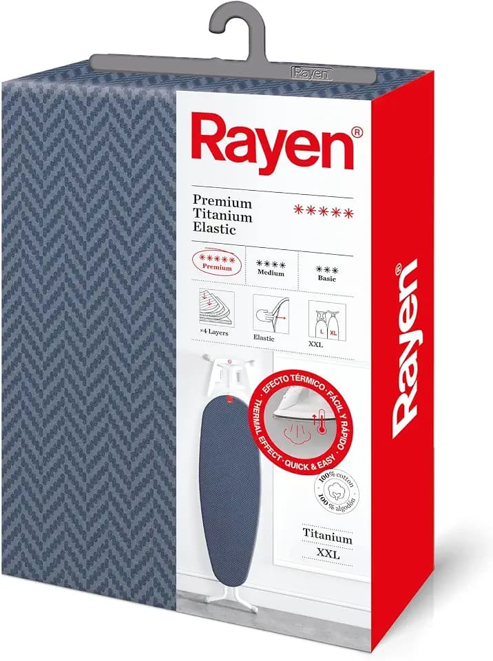 Rayen | Bügelbrettbezug Universal Elastisch Titanium 4 Schichten 146x48cm