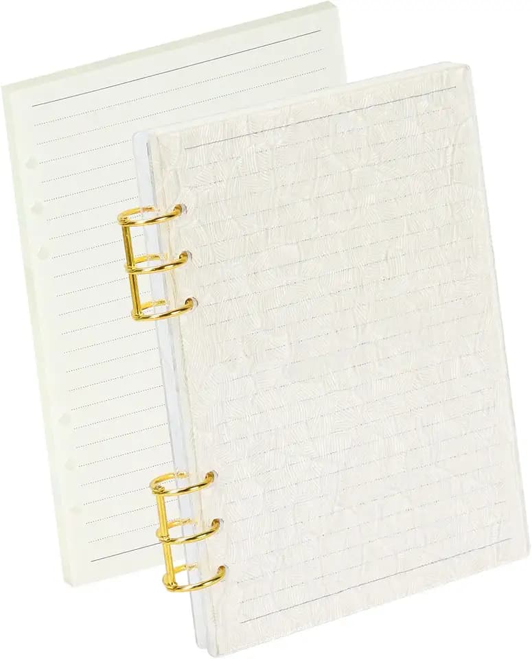 Koqye A5 Acrylic Shell Binder Cover, 6-Ring Clear Cover with Metal Round Rings, Includes 1 Pack Lined Refills for Personal Planner (Shell, A5)