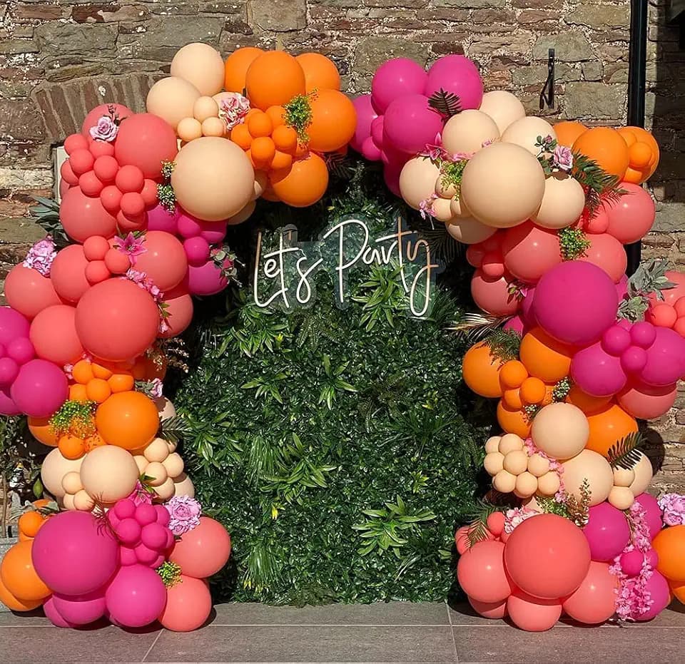 Tropical Luau Balloon Garland Arch Kit for Hawaiian Beach Pool Theme Aloha Birthday Pink Citrus Bridal Shower Bachelorette Party Backdrop Decorations and Suppliers (Rose Orange Blush)