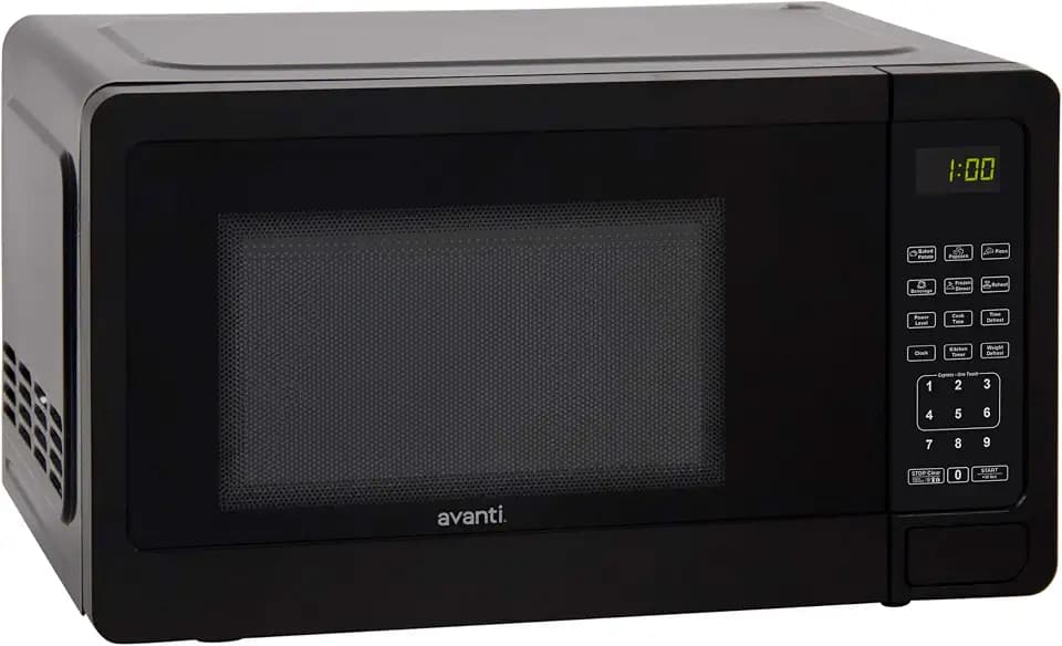 Avanti Microwave Oven 700-Watts Compact with 6 Pre Cooking Settings, Speed Defrost, Electronic Control Panel and Glass Turntable, 0.7-Cu.Ft., Black