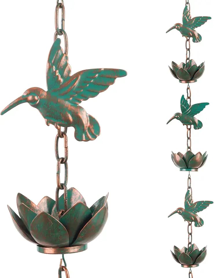 shumi Rain Chain for Gutters, 8.8 FT Decorative Heavy Duty Rain Chain