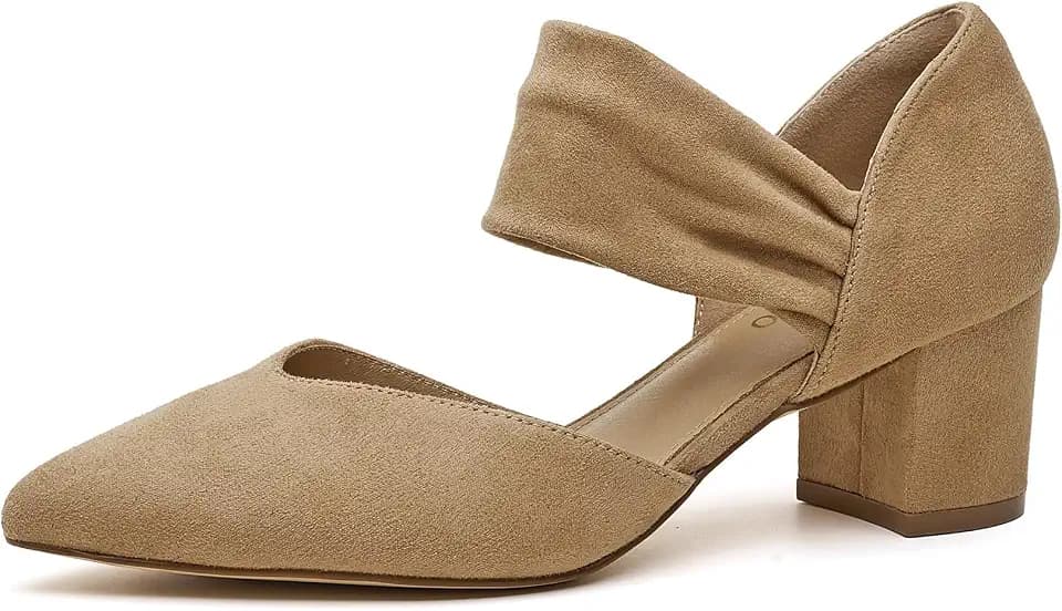 Women's Pumps Closed Toe Low Chunky Heels Dress Shoes for Women Comfortable Dressy Party Wedding Bridal Shoes