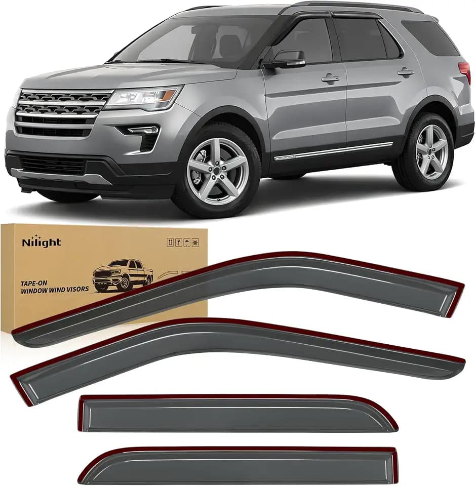 Nilight Tape-On Rain Guards for Ford Explorer 2011-2019 4-Door SUV, 4PCS