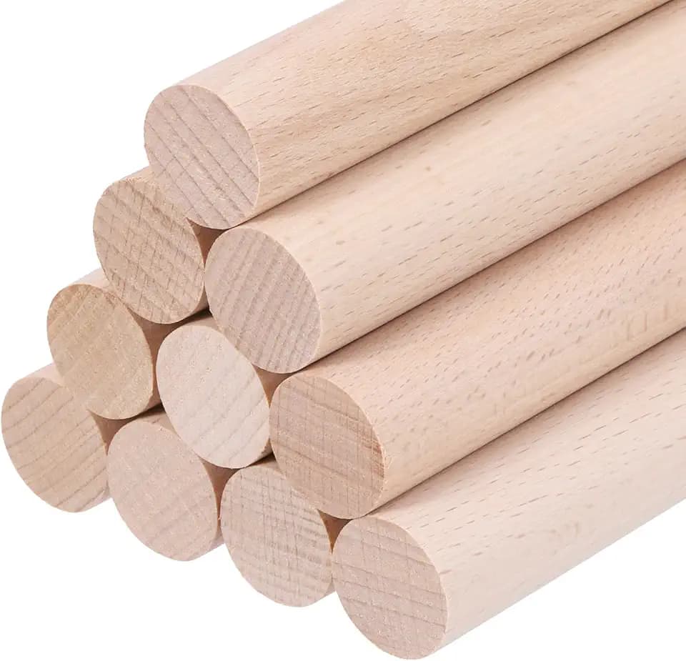 sourcing map Holzdübelstäbe, 28 mm, rund, unlackiert, Massivholzstäbe, Bastelstab für Kunstdekoration, Handwerk und DIY-Projekte, 10 Stück
