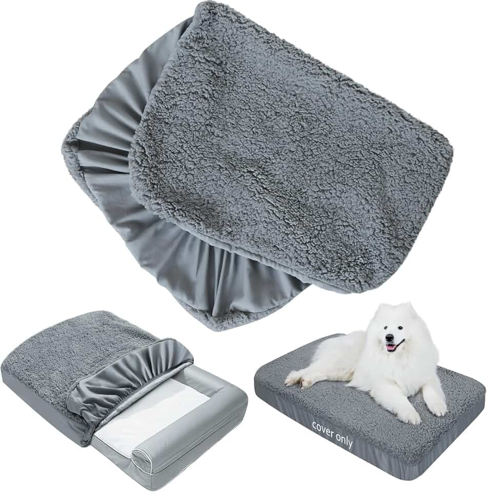 Dog Bed Covers Soft Plush Replacement Washable, 44x35 Inches, Cover Only