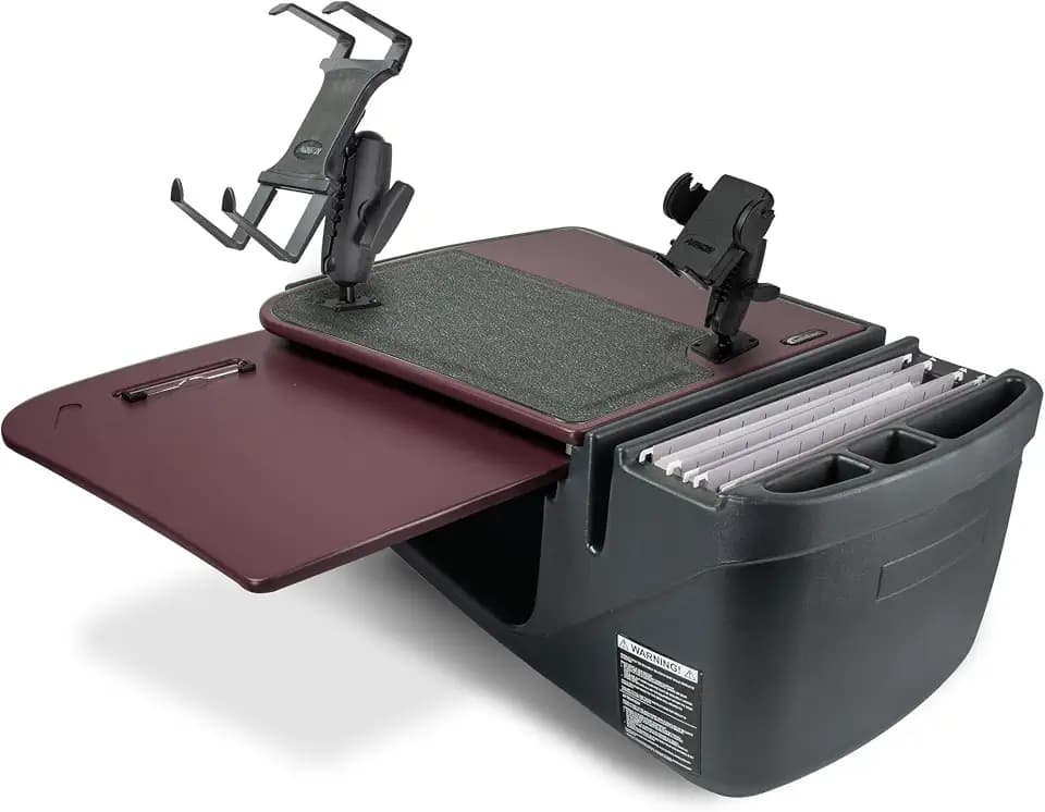 AutoExec GripMaster Car Desk for Your Vehicle Workstation and Mobile Office, Grape, with Phone Mount and Tablet Mount
