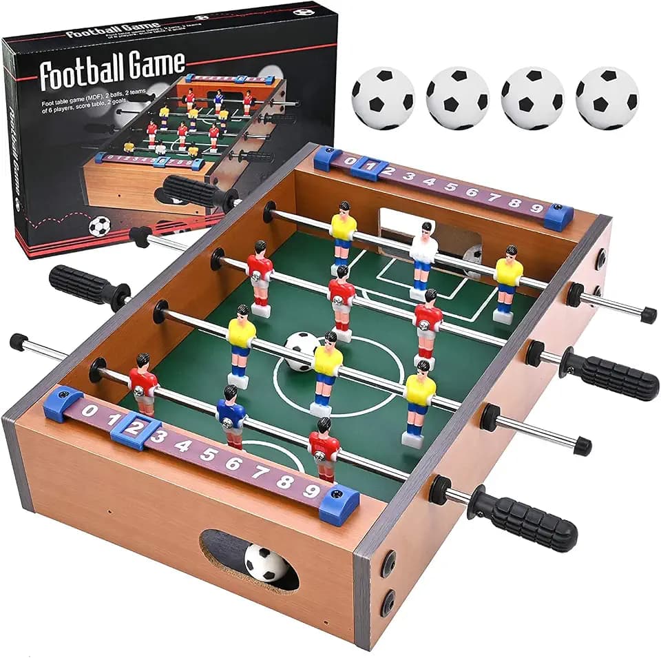 Goldge Mini Kickertisch Fußballtisch Kicker inkl. 4 Kickerbälle Maße 34.5 * 23cm Top Qualität für Kinder