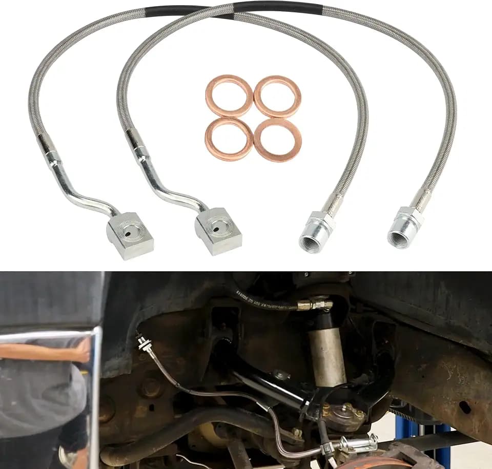 89370 Front Extended Brake Lines Flexible Stainless Steel Braided Hose for 2007-2019 GM Chevy Silverado Tahoe, for GMC Yukon Sierra 1500 2500 3500HD