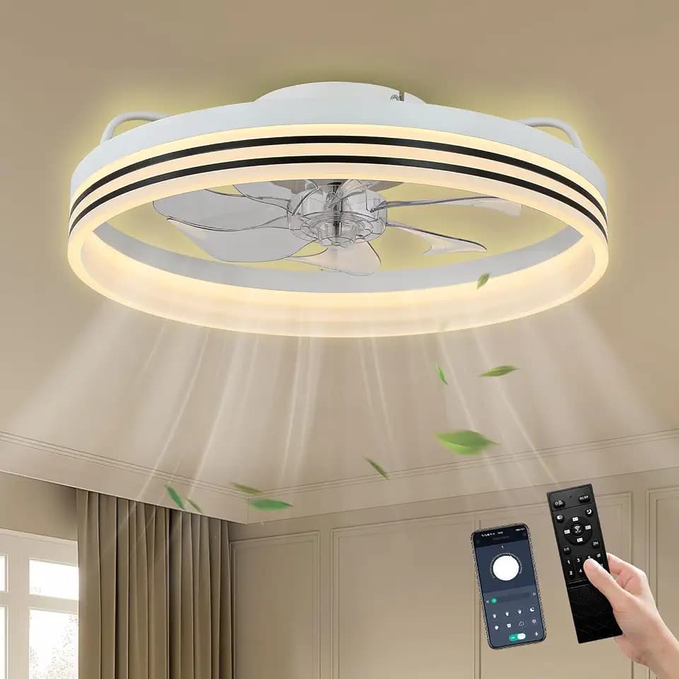 20" Crystal Ceiling Fan with Lights, Remote, White