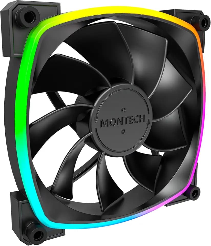 Montech RX 120 ARGB Reversed Fan 1600PWM, High-End Durability, Silent Performance, and Stunning ARGB Design (120mm, Black)