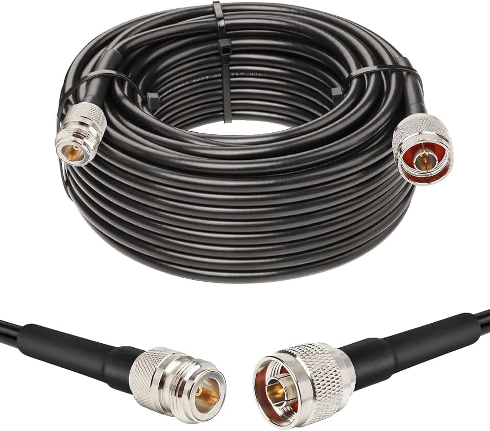 XRDS -RF 50ft N Male to N Female Cable, 50 ohm KMR240 Low Loss N Connector Coax Extension Cable Jumper for WiFi/Ham Radio Antenna, Signal Booster, Router, Amplifier